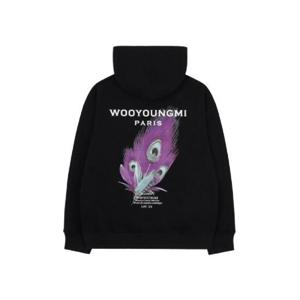 우영미 깃털 백로고 후드 스웨트셔츠 블랙   23SS W231TS35721B