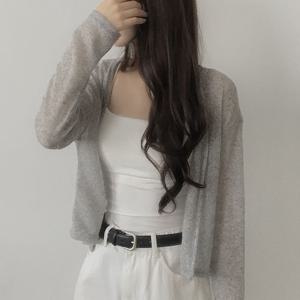 [라이니]린넨 크롭 브이넥 니트 여름 가디건 ou-4150d