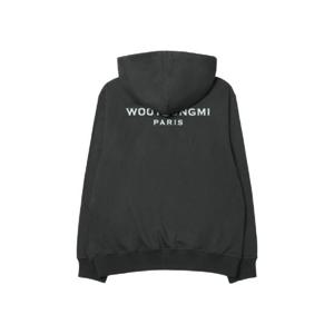 우영미 코튼 백 로고 후드 다크 그레이   24SS W241TS37741G