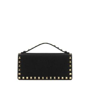 발렌티노 가라바니 여성 블랙 Rockstud 가죽 체인 지갑 7W2P0AK2VSH 0NO