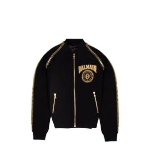 Balmain 로고 패치 지퍼 보머 재킷 XH1TF010PB06 EAD TP944673085