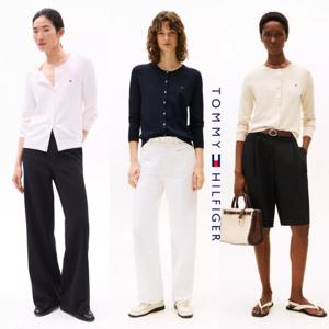타미힐피거 TOMMY HILFIGER XW04176-YBL 여자 비스코스 혼방 경량 가디건