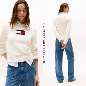 타미힐피거 TOMMY HILFIGER WW46022-Z00 여자 플래그 로고 니트 스웨터