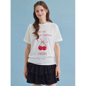 [블루레이스]체리 리본 프린팅 루즈핏 티셔츠_B5M1TS1550