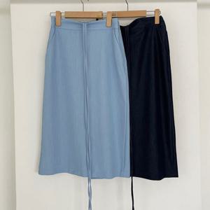 [아이우먼]빅사이즈밴딩스커트 P592L506 데님뒷밴딩끈리본스커트 MO