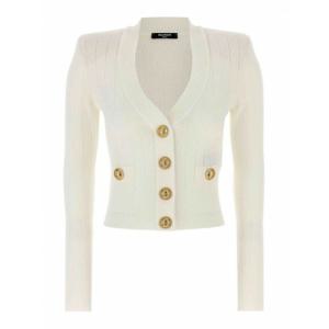 [BALMAIN] 여성 가디건 로고 버튼 DF1KL007KB070FA 화이트 /8