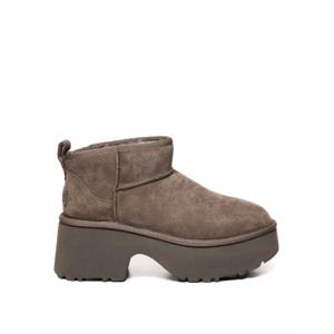 [UGG] 여성 부츠 울트라 미니 뉴 Heights 인 스웨이드 1158311HICKORY Dark Brown /8