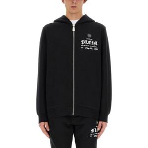 필립플레인 프론트 로고 프린트 후드 집업 SADCMJB3255 PJO002N