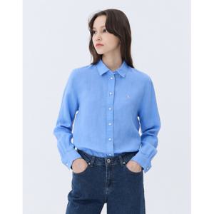 헤지스 여성 24SS 가격인하린넨100%스테디셀러라이트블루  린넨 긴팔셔츠 WSSH4BS05B1