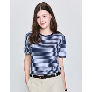 헤지스 여성 25SS 에센셜 스트라이프 모달 반팔 티셔츠 딥블루 HSTS5B311B3