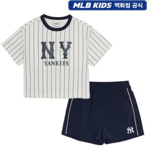 MLB키즈 [7FS1V1153-50NYS] 바시티 여아 스트라이프 티셔츠 세트