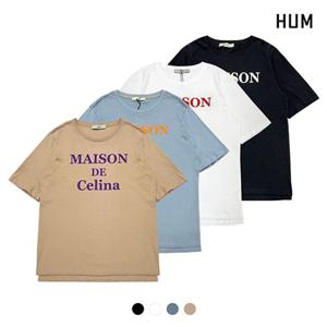 [HUM]여)에센셜 레터링 레귤러핏 티셔츠(FHPMCTR571M)