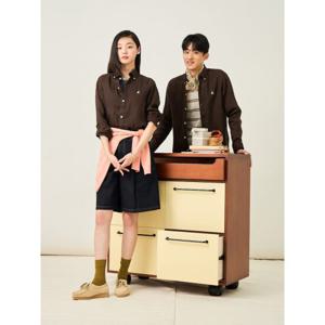 [빈폴멘] 남녀공용 리넨 솔리드 셔츠  브라운 (BC5364C22D)
