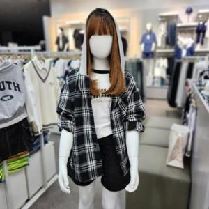 유솔 sh06 유니 후드 체크 남방 ULYC25S01