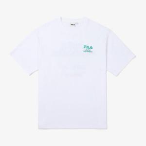 휠라반팔티 TQJ FS2RSF2403X-WHI 레코드 그래픽 티셔츠
