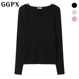 [GGPX] 홀터넥 스퀘어 골지 니트 (GP2KP022F)