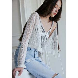 [에고이스트][BLUE LABEL]크롭 러플 크로쉐 가디건(ER2OKG02)