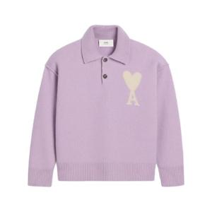 AMI Paris 아미 드 꾀흐 니트 폴로 셔츠 E25UPL390KN0090