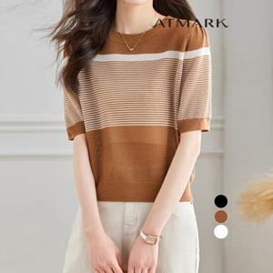 ATMARK 잔단가라볼륨시보리반팔니트_AA53KN034G