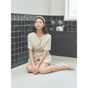 [빈폴레이디스] 트위드 벨티드 롱 재킷 베이지 (BF5411N01A)