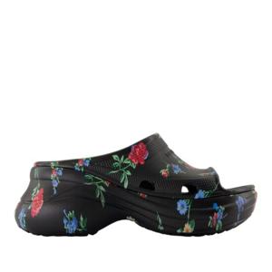 발렌시아가 블랙 플로럴 팔링 뮬 샌들 677389 W1S8G 8154 FLORA