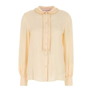 발렌티노 라이트 베이지 러플 칼라 셔츠 6B0AB7M093L ET5