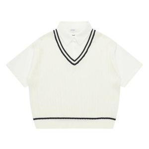 에꼴리에 세이브존03 셔츠 레이어드 니트 조끼 25B5082-IV