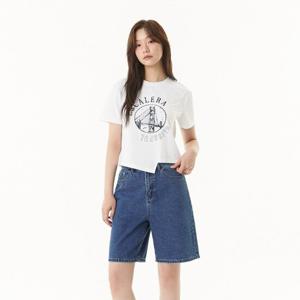 플라스틱아일랜드  (PR2CH563) 프린트 변형 크롭 티셔츠