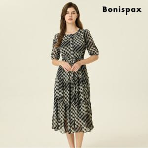 [보니스팍스] 체크 퍼프 셔링 롱 원피스 (XP6OP001M0)