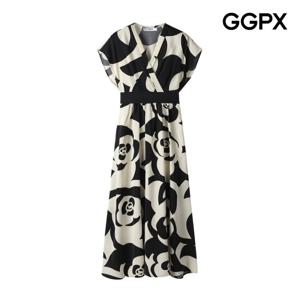 GGPX  빅 플라워 랩스타일 롱 원피스 (GP6OP016F)
