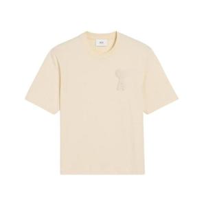 아미 톤온톤 하트 로고 오가닉 코튼 저지 티셔츠 화이트 크림 HTS055-726-136