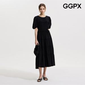 [GGPX] 물결 캉캉 스트랩 반팔 원피스 (GP6OP023F)