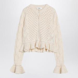 CHLOA  Latte colored crochet cardigan in cotton blend CH25AMC01590/R_CHLOE-107