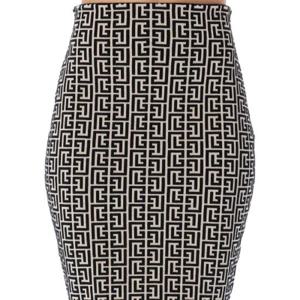 Balmain 모노그램 하이웨이스트 미니 스커트 XF1LC001KB02 GFE TP935872775