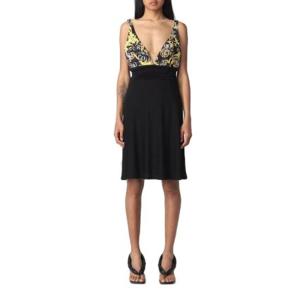 Versace 진스 꾸뛰르 로고 프린트 V넥 미니 드레스 74HAO909JS162 G89 TP944139274