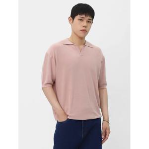 [빌리버스] 남성 오픈카라 반팔 니트 여름 무지 티셔츠 BYHT006