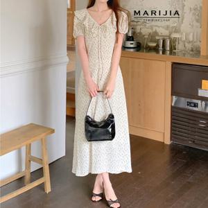 [마리지아][MARIJIA] 로즐리 플라워 셔링 롱 원피스_MOPB28012