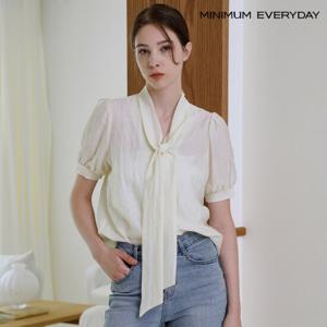 [미니멈][미니멈 에브리데이]썸머 타이 브이넥 하프 버튼 반팔 블라우스 (EB2BA073D)