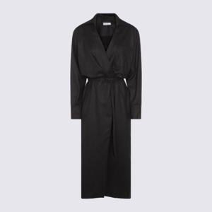 브루넬로쿠치넬리 블랙 롱 슬리브 칼라 랩 원피스 ME226A5395 C