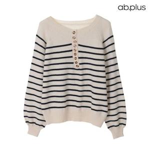 [ab.plus] 보트넥 벌룬 스트라이프 니트 (LSW1MW53A)