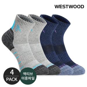 웨스트우드 여성 앞로고 컬러배색 등산 중목양말 4P_MX