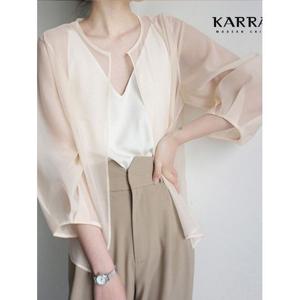 [카라]KARRA (77까지)노버튼쉬폰오픈가디건_A3F0965