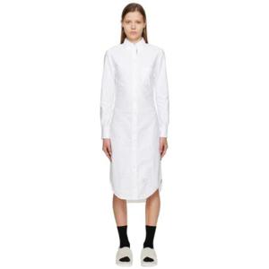 25 SS 톰브라운 여성 화이트 클래식 옥스포드 미디 드레스 231381F054002