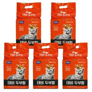 테비 두부왕 가는입자7L 오리지날X5개(1박스) 고양이모래 냥이모래 애묘모래 고양이두부모래 배변모래
