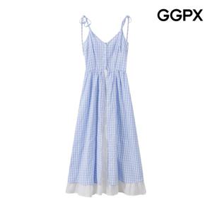 GGPX  깅엄 체크 투톤 뷔스티에 원피스 (GP5OP015F)