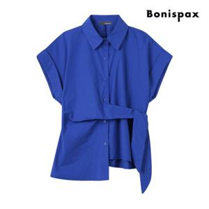 [보니스팍스] 언발 리본 롤업 반팔 셔츠 (XP5SH008M0)