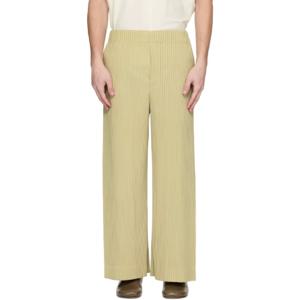 25 SS Homme Plisse Issey Miyake 남성 그린 먼슬리 컬러 메이 슬랙스 252729M191025
