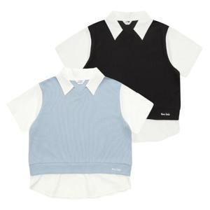 에꼴리에 세이브존03 4.5부 브이넥 셔츠 레이어드티 25B5454-BK/BL