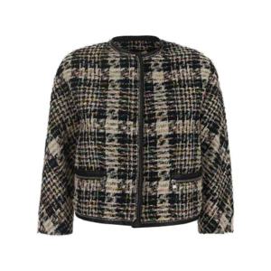Alexander McQueen 하이브리드 체크 트위드 재킷 754717QEAEY 9101 TP942456851