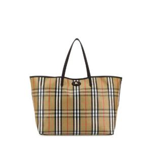 BURBERRY Embroidered canvas large Highlands shopping bag 8112186 B9368